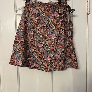 Compania Fantastica Paisley Wrap Mini Skirt Boho 70s Hippie Festival Cotton Med